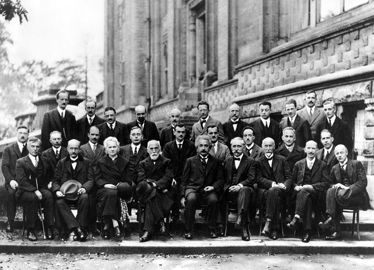 Solvay-Konferenz 1927: Einstein, Bohr, Heisenberg, Schr&ouml;dinger, Dirac und andere